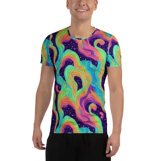 Nebula Whirl on a Men's Athletic T-Shirt