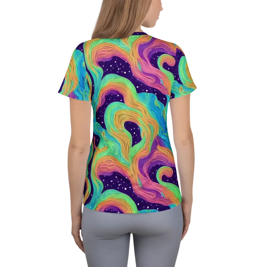 Nebula Whirl on Women's Athletic T-Shirt — Back