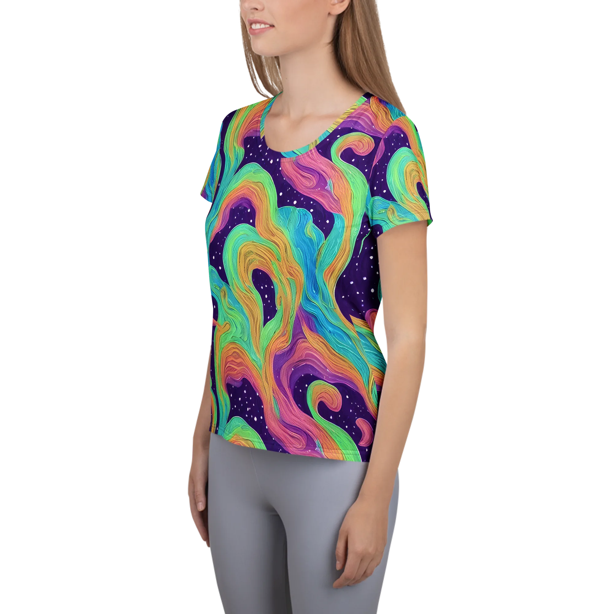 Nebula Whirl on Women's Athletic T-Shirt — Left