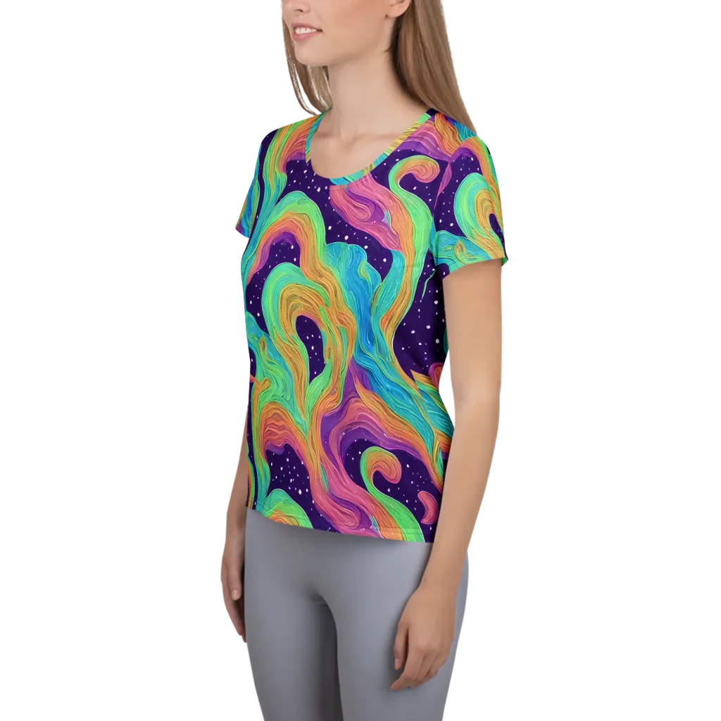 Nebula Whirl on Women's Athletic T-Shirt — Left