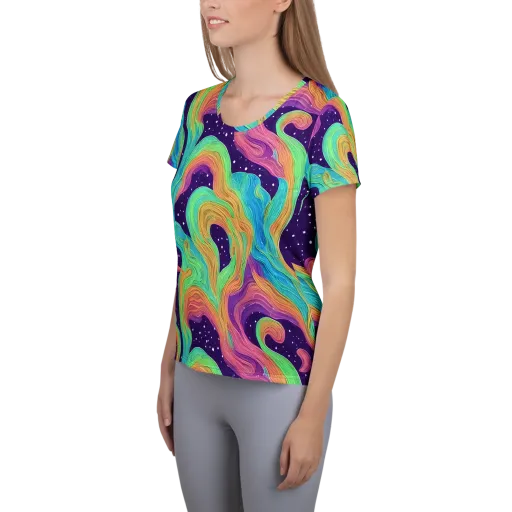 Nebula Whirl on a Women's Athletic T-Shirt
