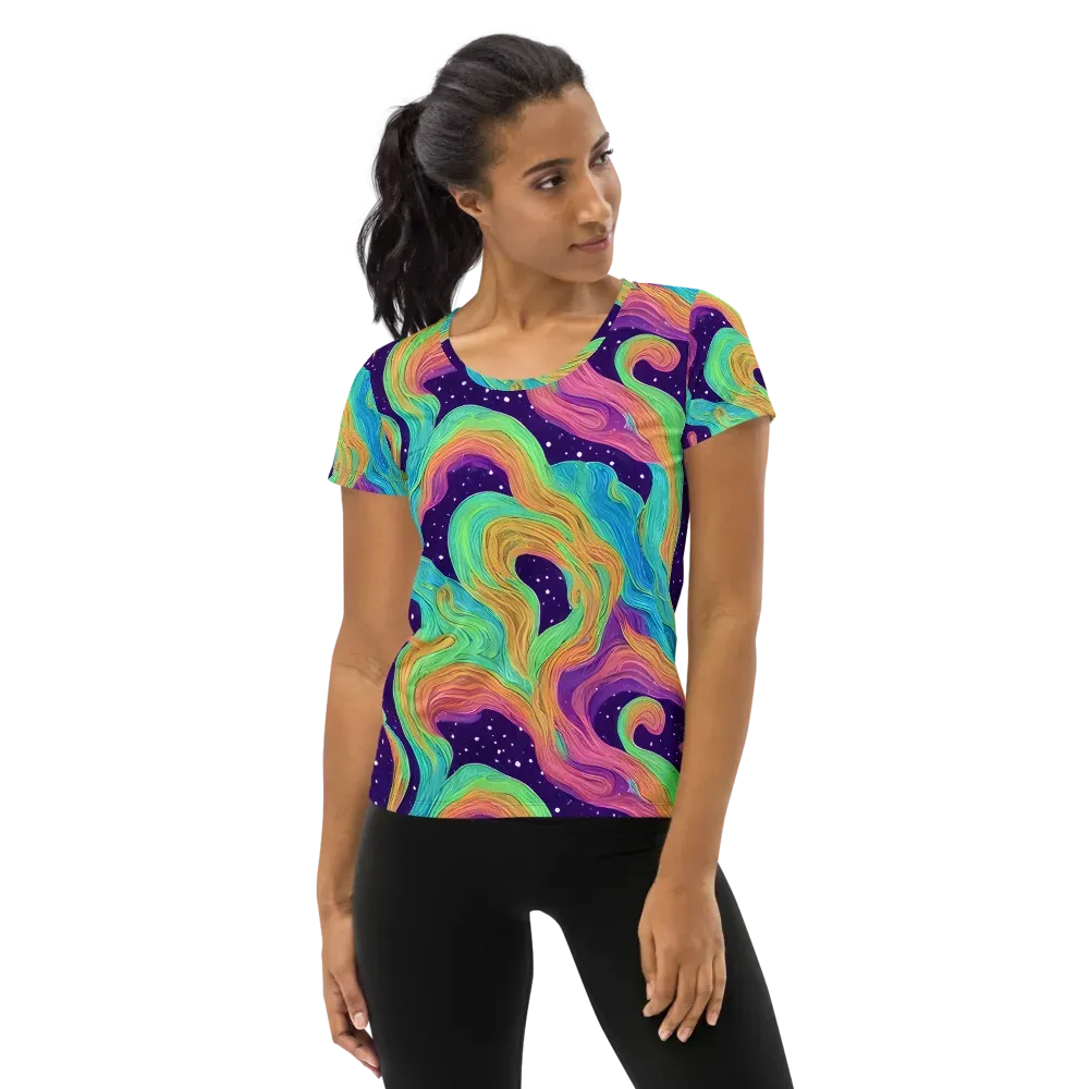 Nebula Whirl on Women's Athletic T-Shirt — Front
