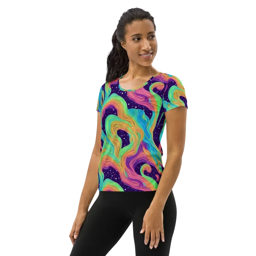 Nebula Whirl on Women's Athletic T-Shirt — Left