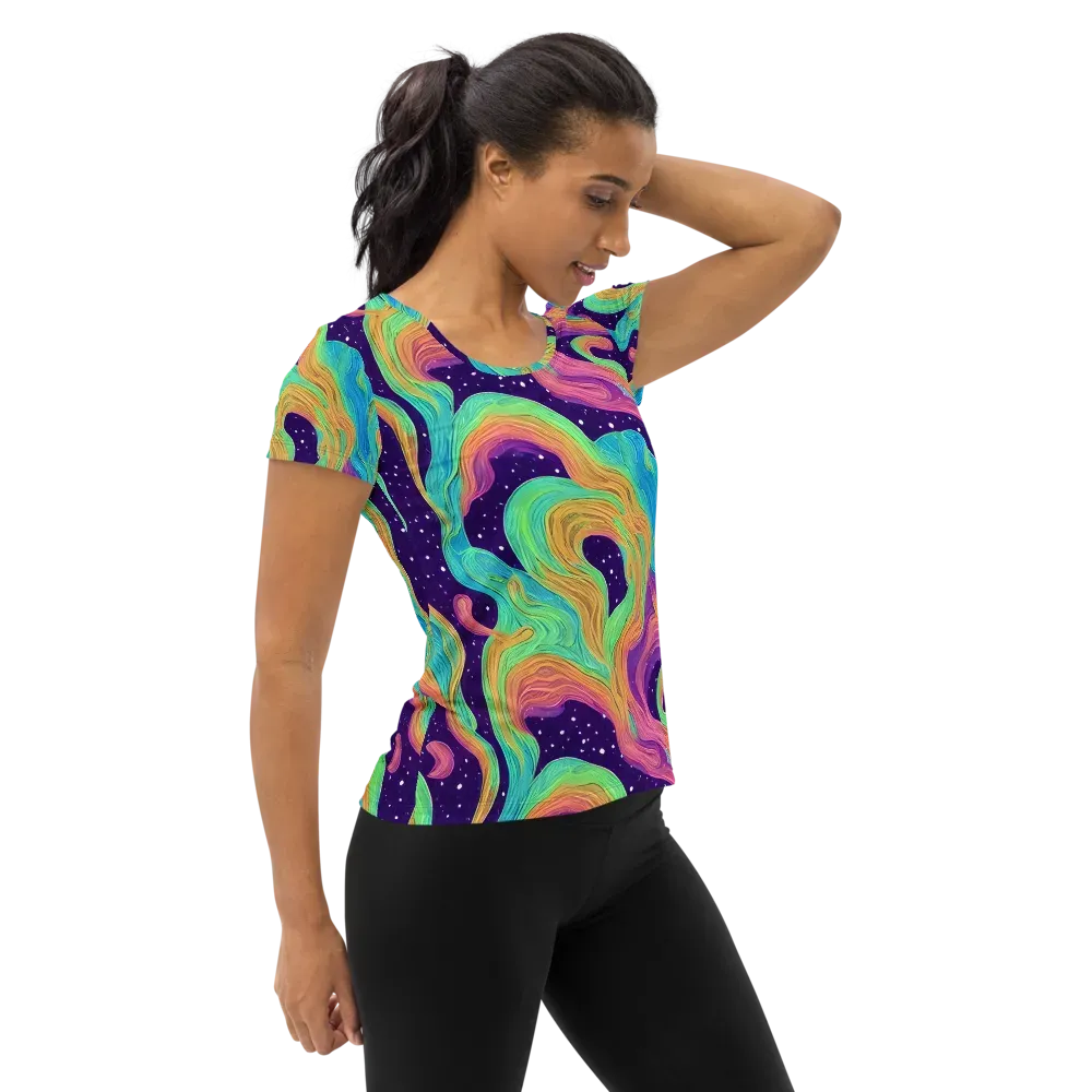 Nebula Whirl on Women's Athletic T-Shirt — Right
