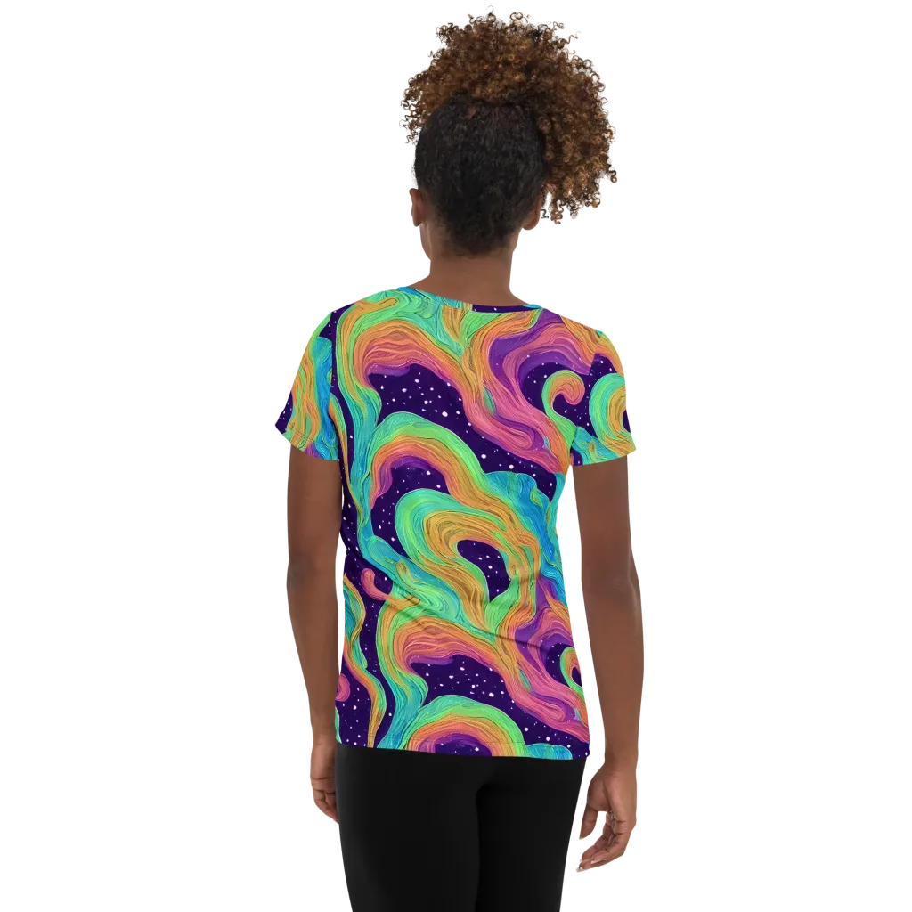 Nebula Whirl on Women's Athletic T-Shirt — Back