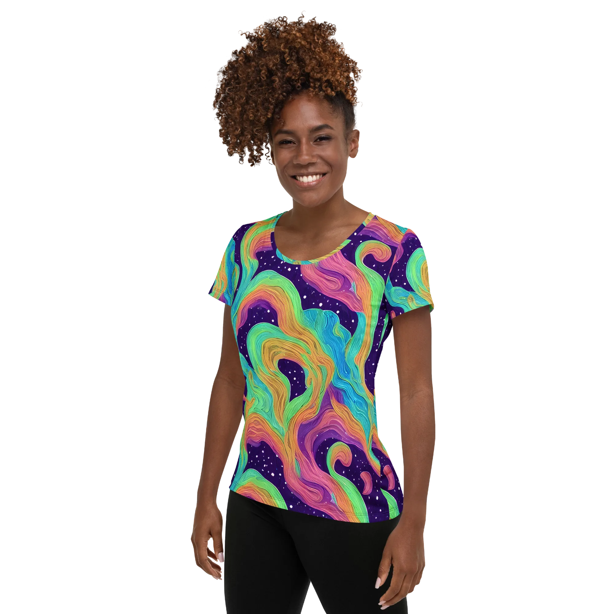 Nebula Whirl on Women's Athletic T-Shirt — Left