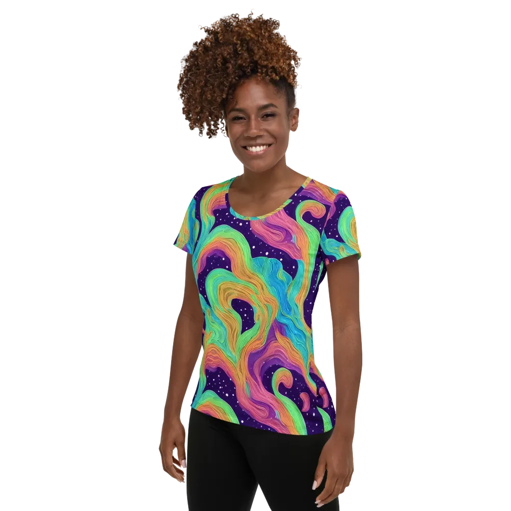 Nebula Whirl on Women's Athletic T-Shirt — Left