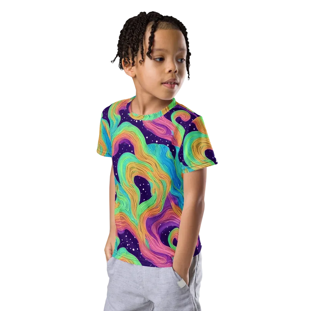 Nebula Whirl on Kids Crew Neck T-Shirt — Left Front