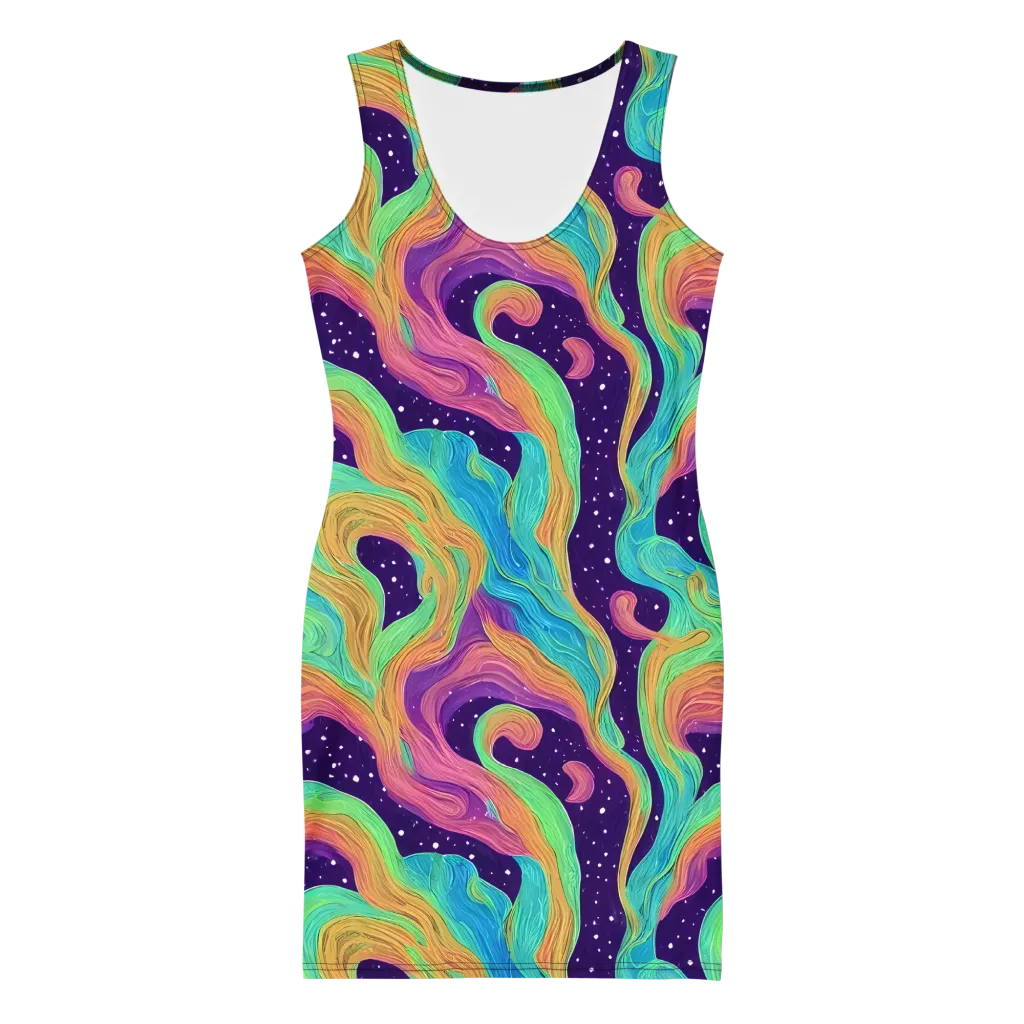 Nebula Whirl on Bodycon Dress — Front