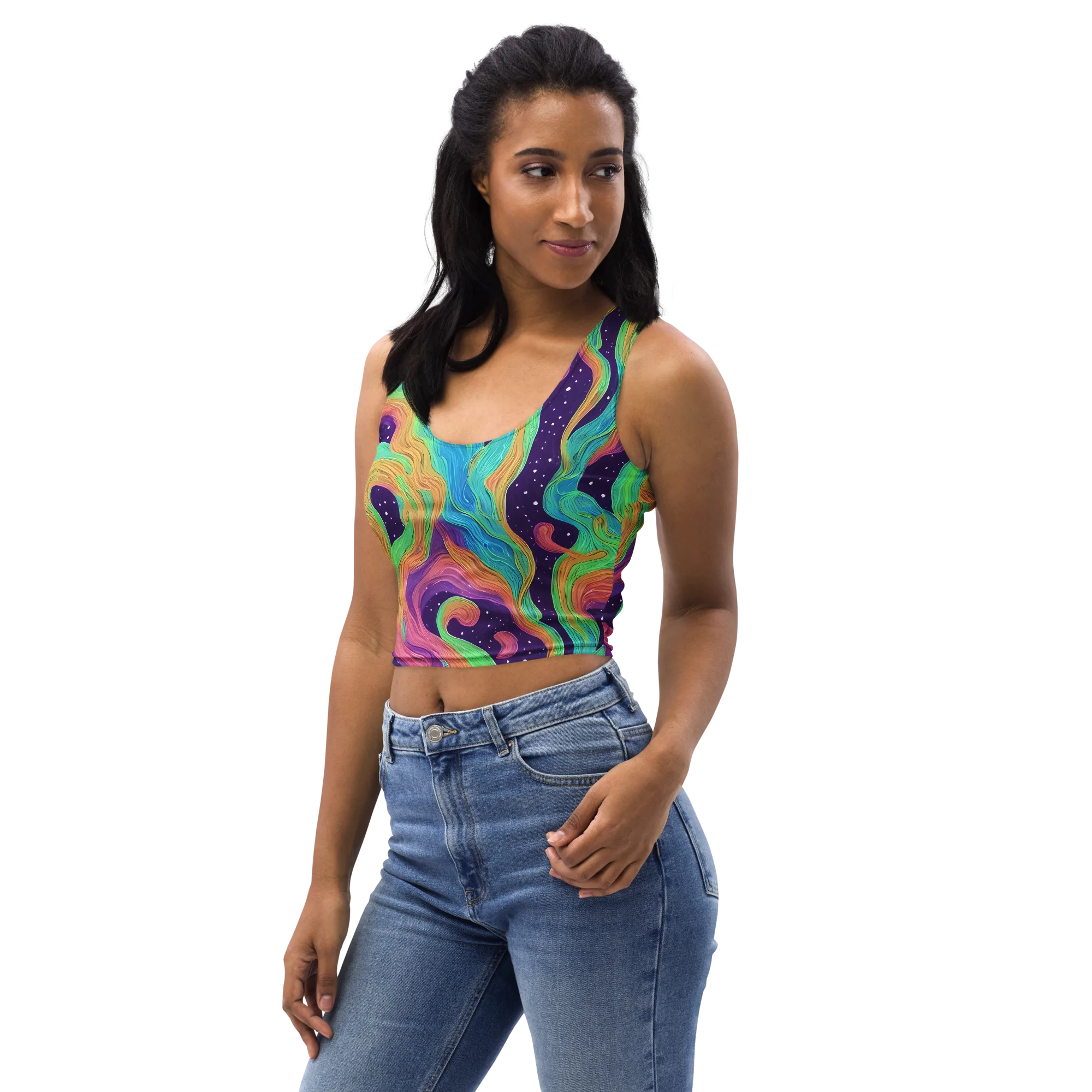 Nebula Whirl on Crop Top — Left Front