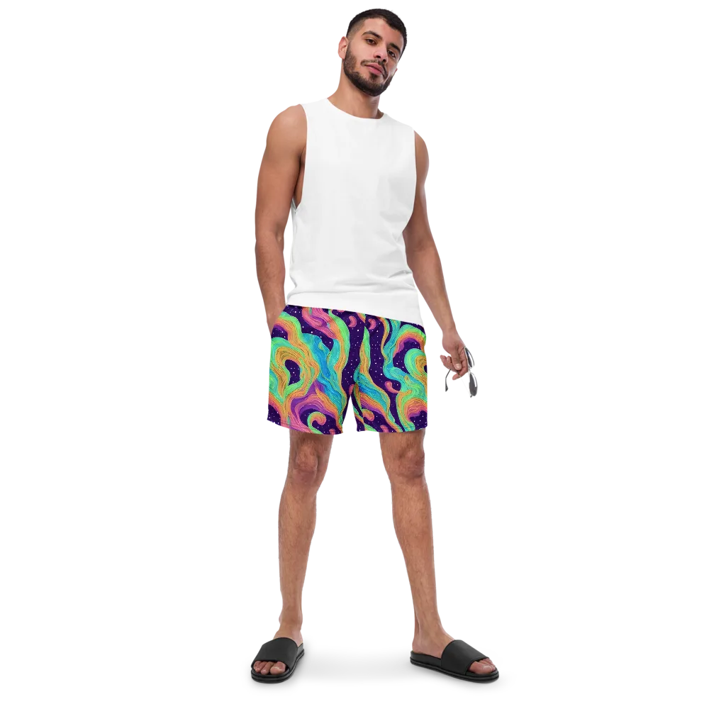 Nebula Whirl on Swim Trunks — Front