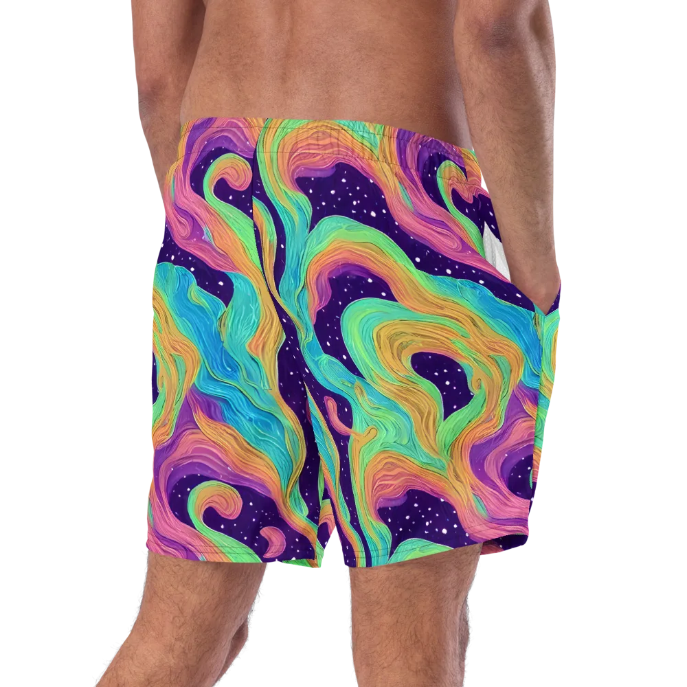 Nebula Whirl on Swim Trunks — Right Back