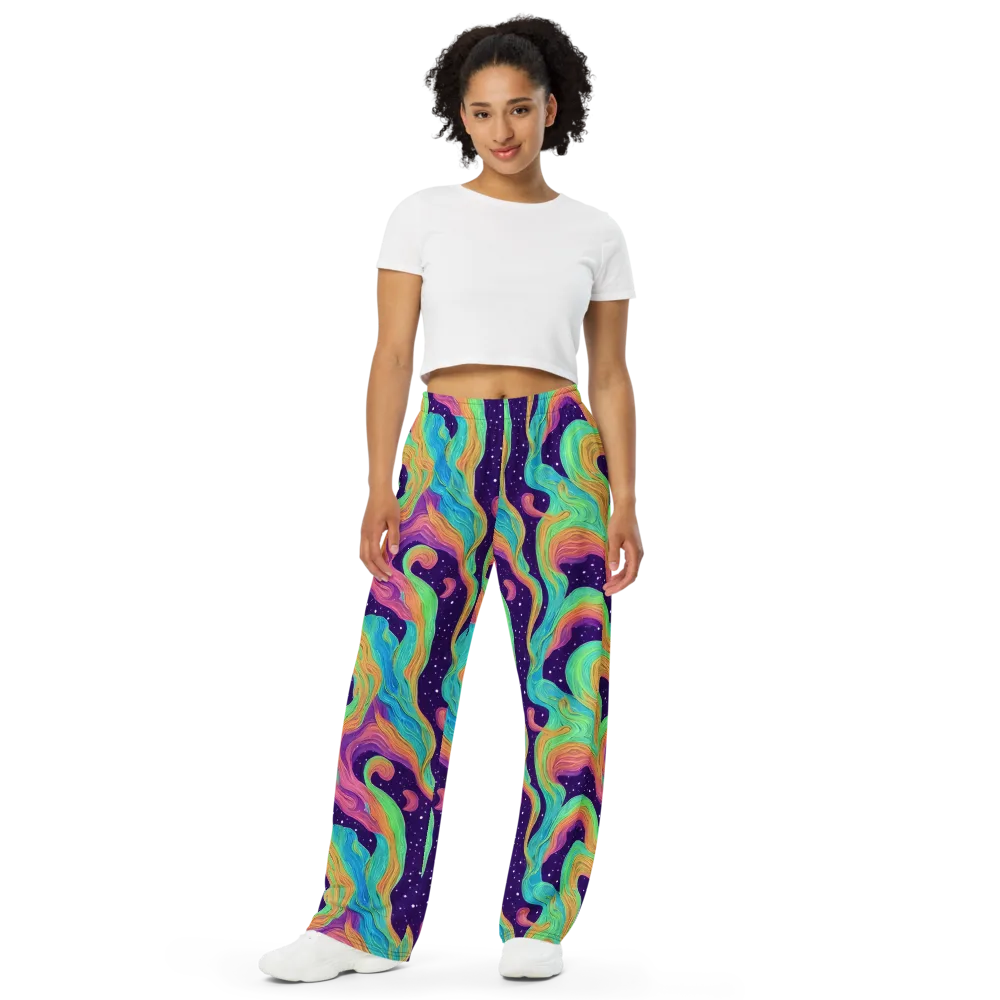 Nebula Whirl on Wide-Leg Pants — Front