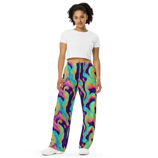 Nebula Whirl on a Wide-Leg Pants