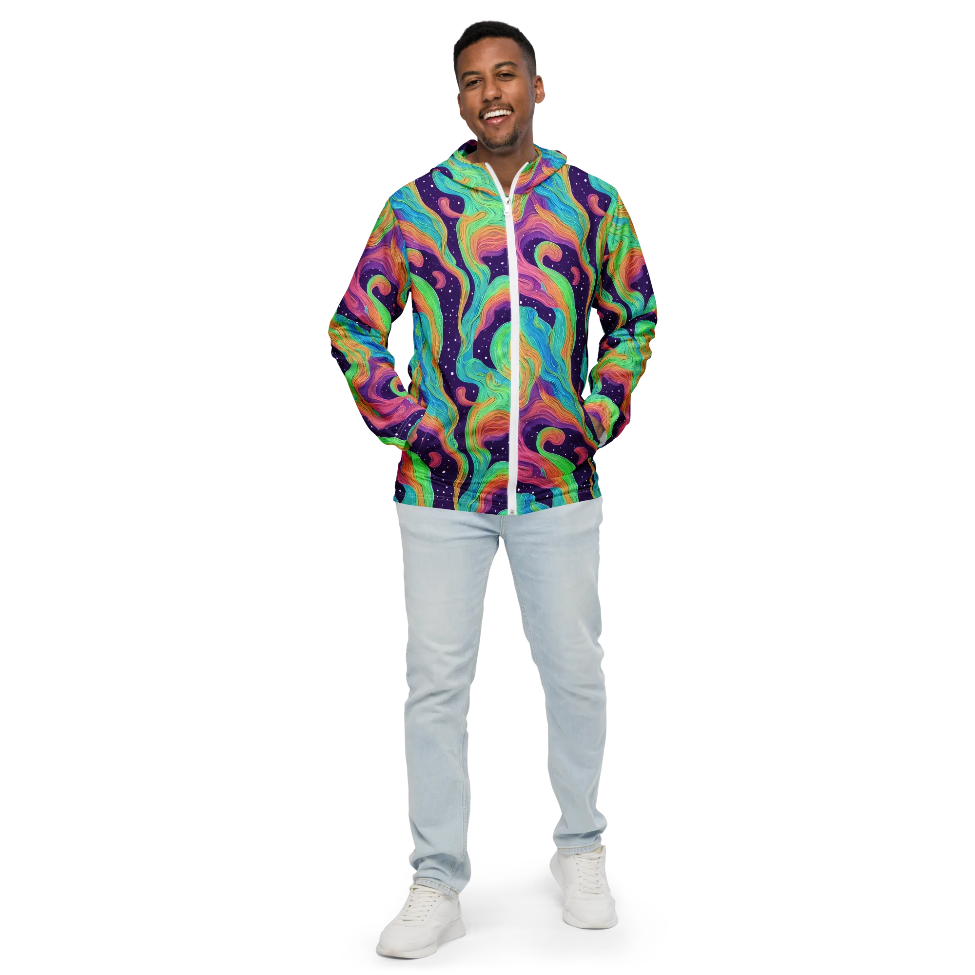 Nebula Whirl on Men's Windbreaker — Front