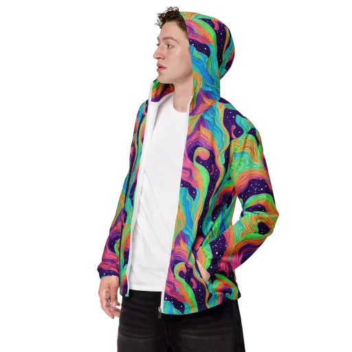 Nebula Whirl on a Men's Windbreaker