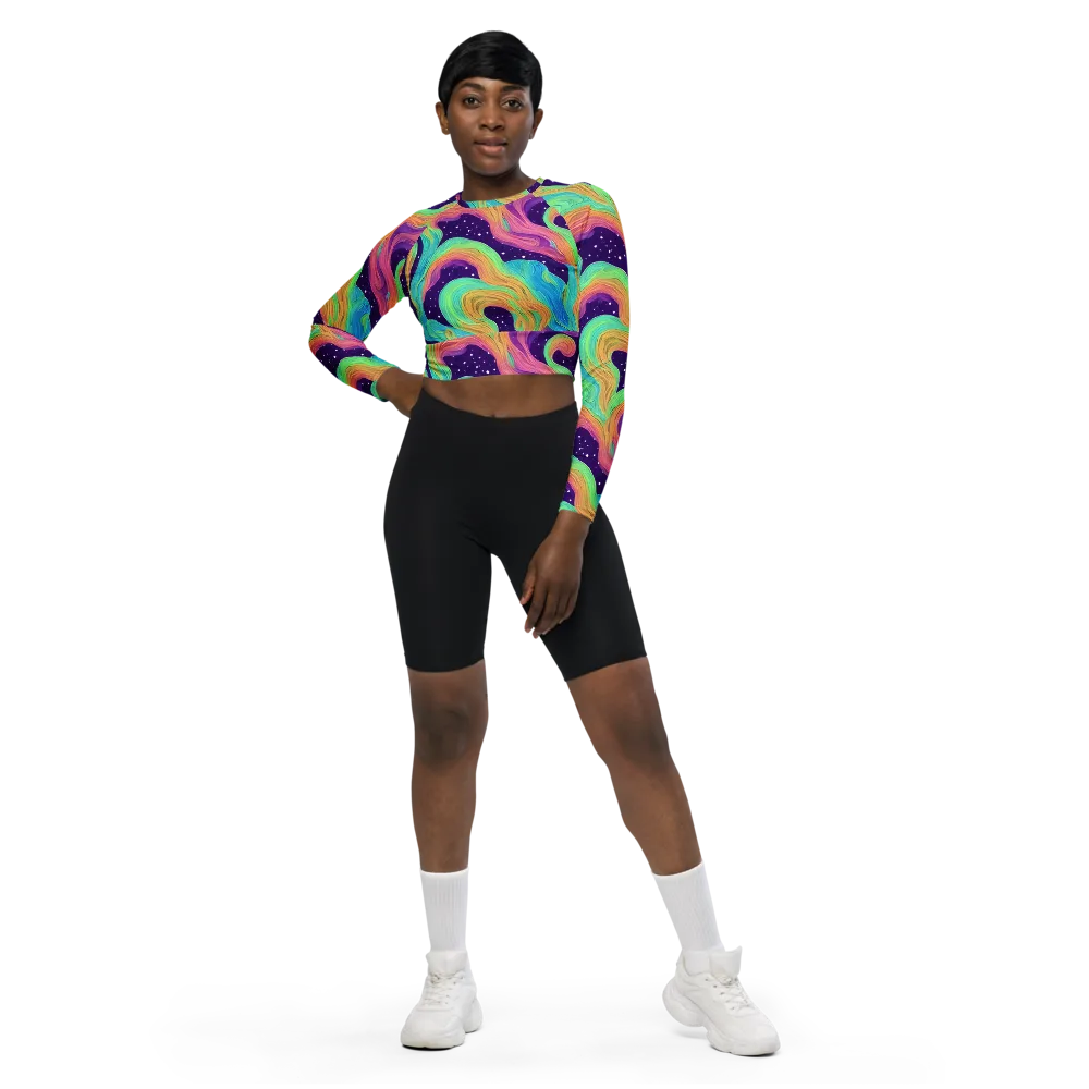 Nebula Whirl on Long Sleeve Crop Top — Front