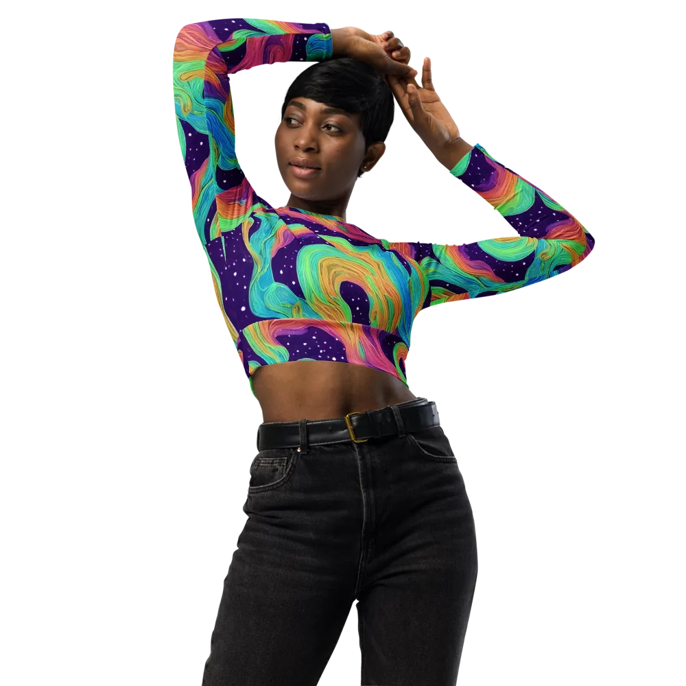 Nebula Whirl on Long Sleeve Crop Top — Front