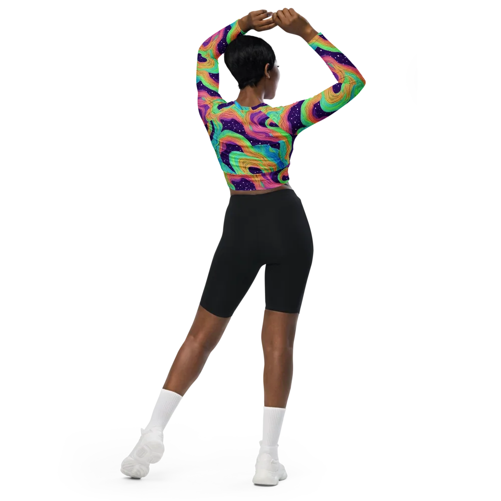 Nebula Whirl on Long Sleeve Crop Top — Back