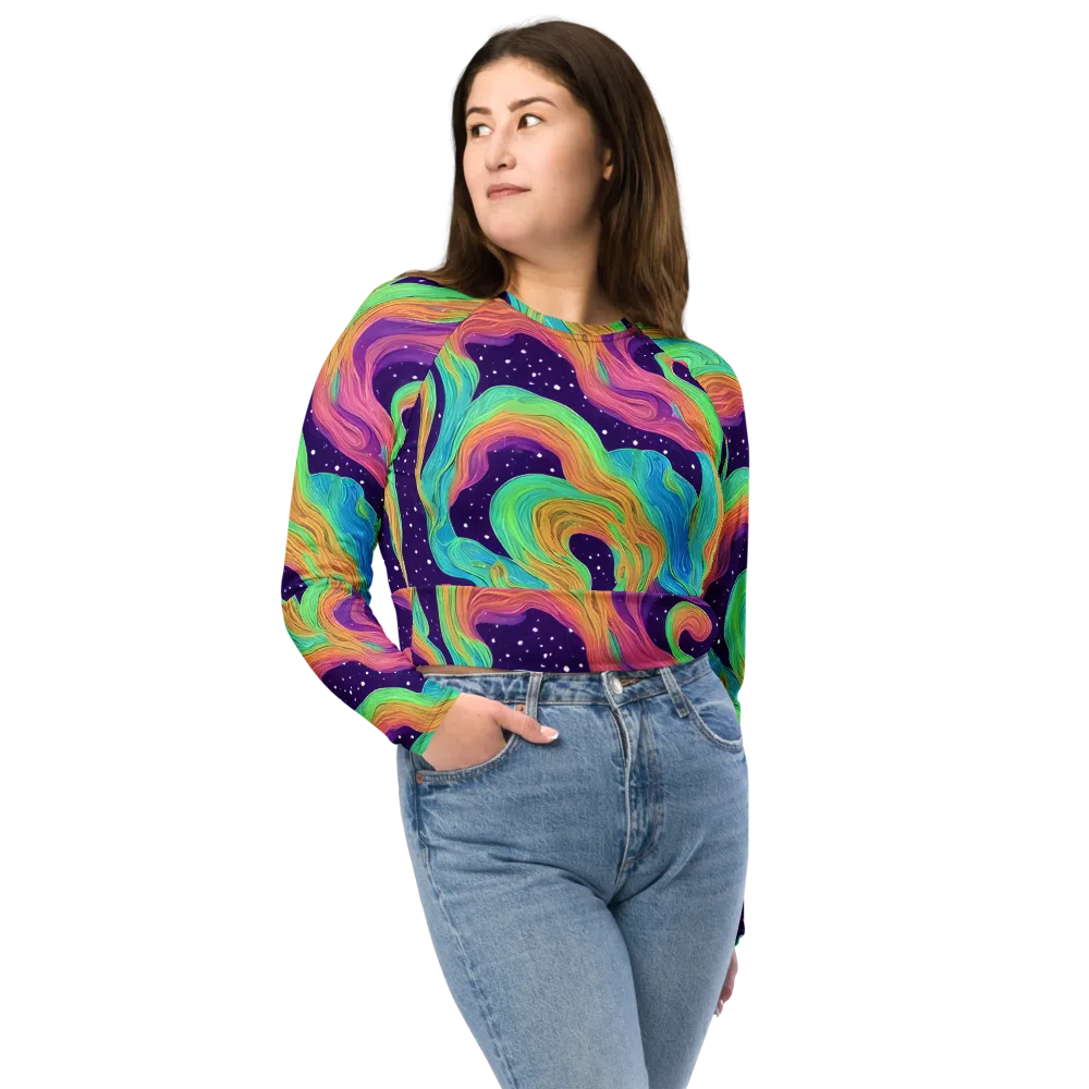 Nebula Whirl on Long Sleeve Crop Top — Front