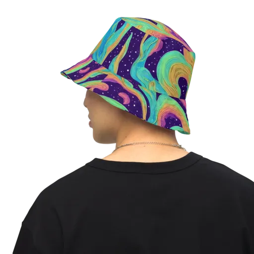 Nebula Whirl on a Reversible Bucket Hat