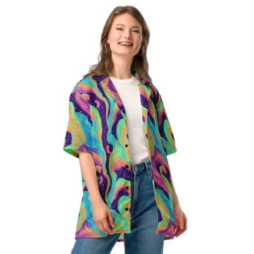 Nebula Whirl on a Button Shirt