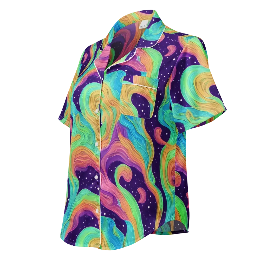 Nebula Whirl on Women's Short Sleeve Pajama Top — Left Front