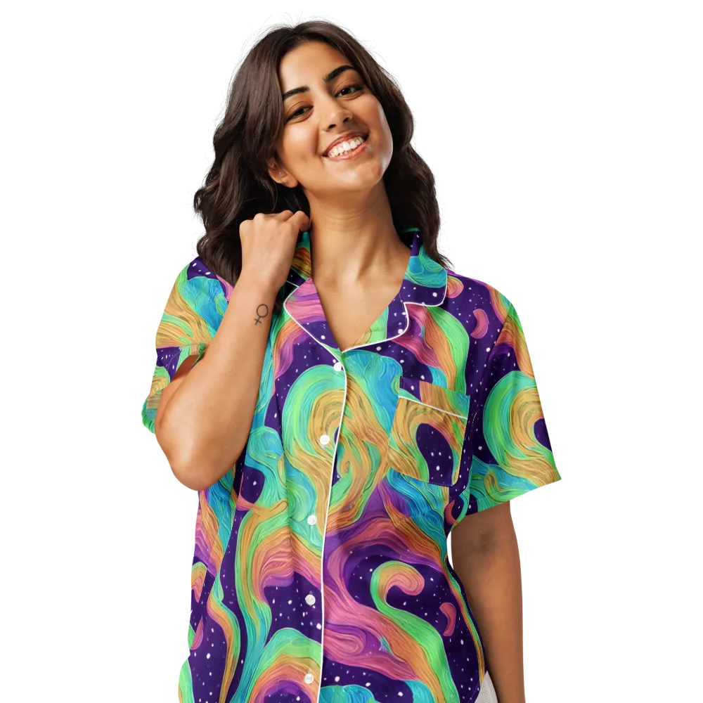 Nebula Whirl on Women's Short Sleeve Pajama Top — Front