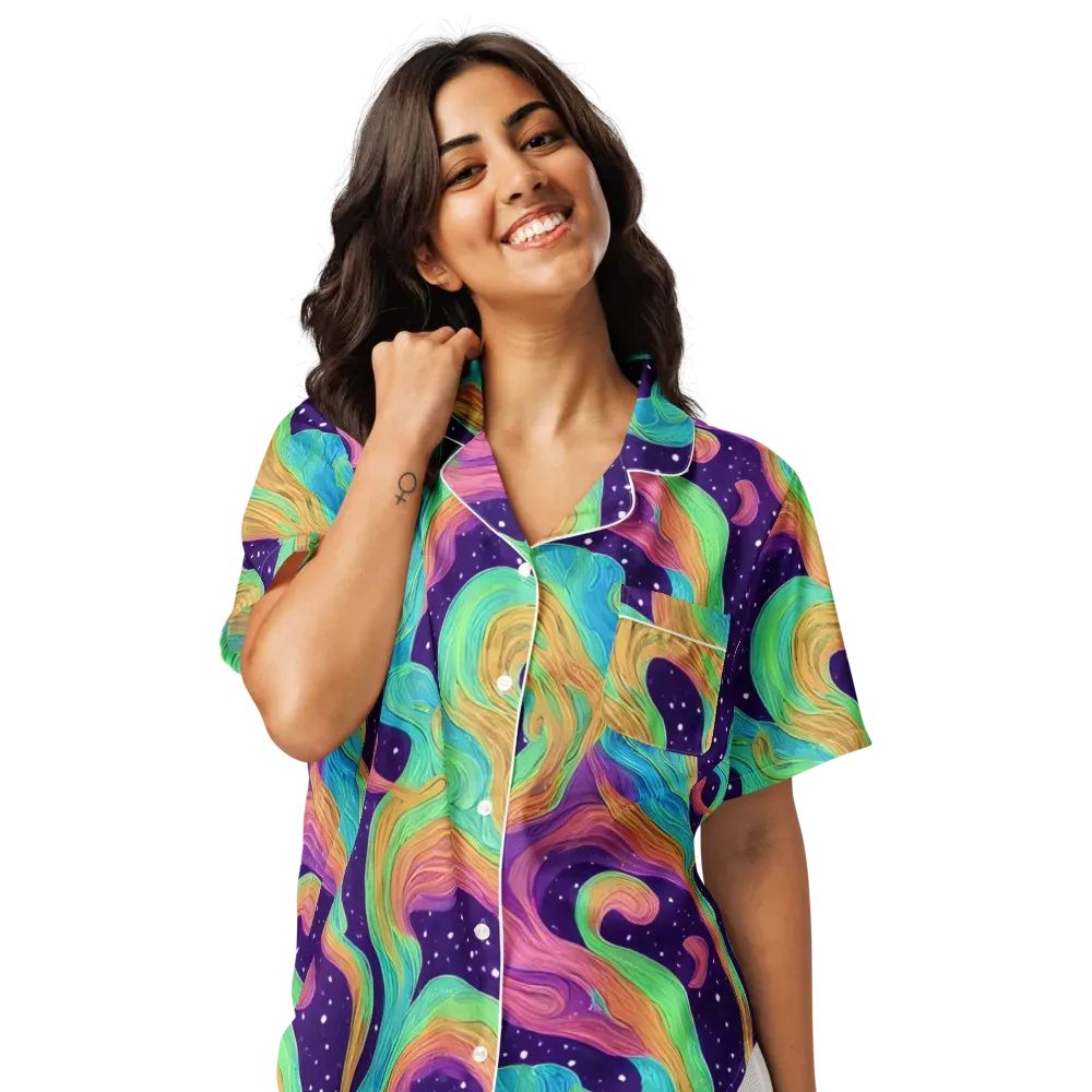 Nebula Whirl on Women's Short Sleeve Pajama Top — Front