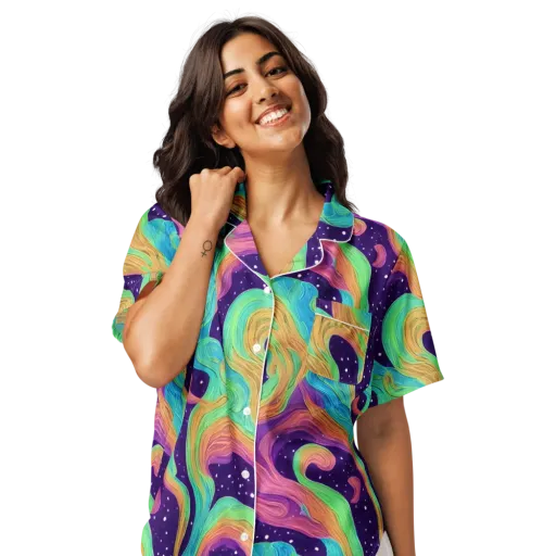 Nebula Whirl on a Women's Short Sleeve Pajama Top