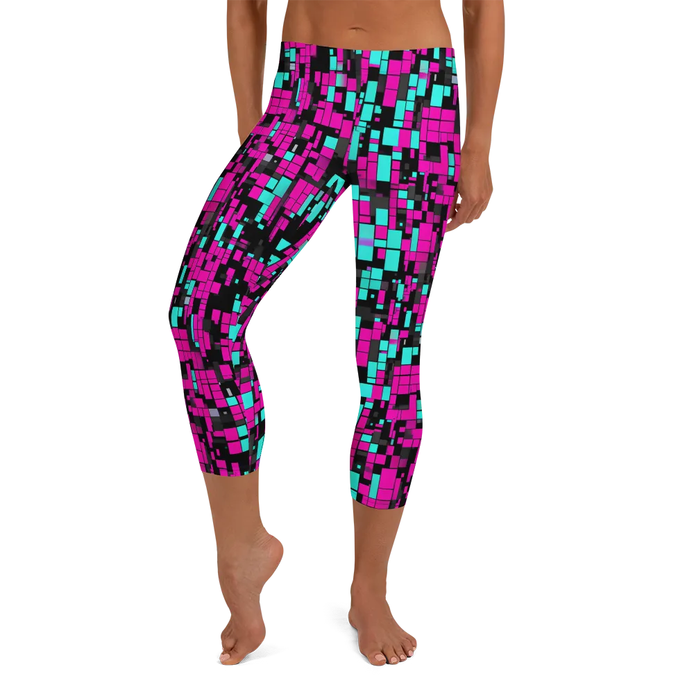 Voltage Mosaic on Capri Leggings — Front