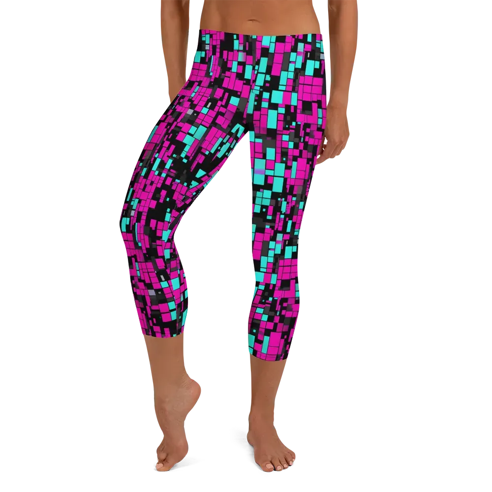 Voltage Mosaic on Capri Leggings — Front