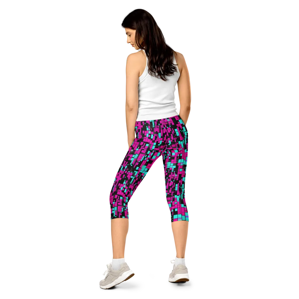 Voltage Mosaic on Capri Leggings — Back