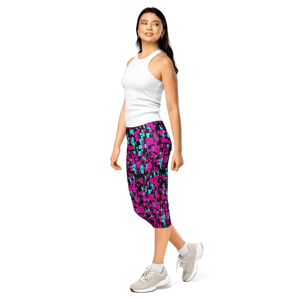 Voltage Mosaic on Capri Leggings — Left Front