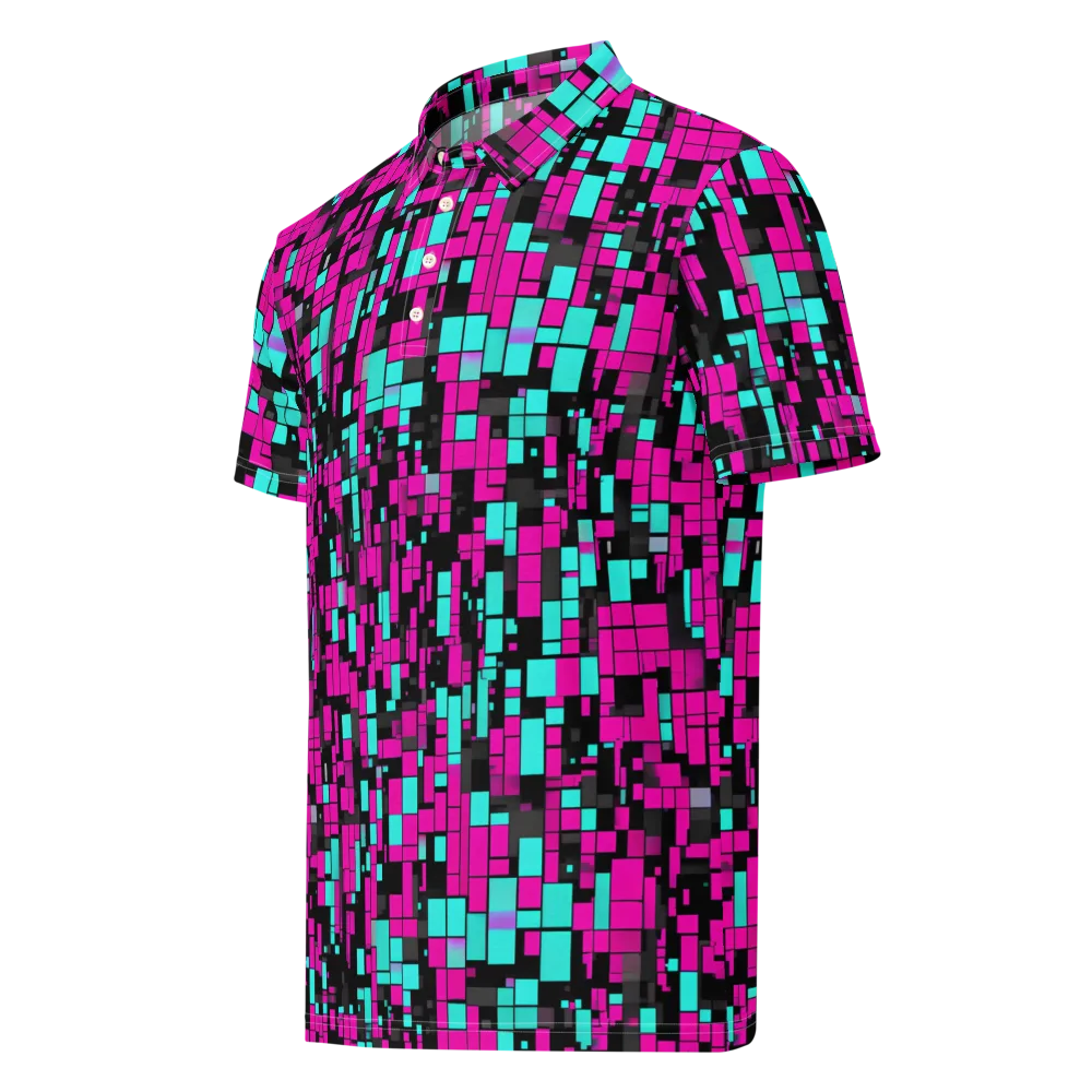 Voltage Mosaic on Men's Slim Fit Polo Shirt — Left Front
