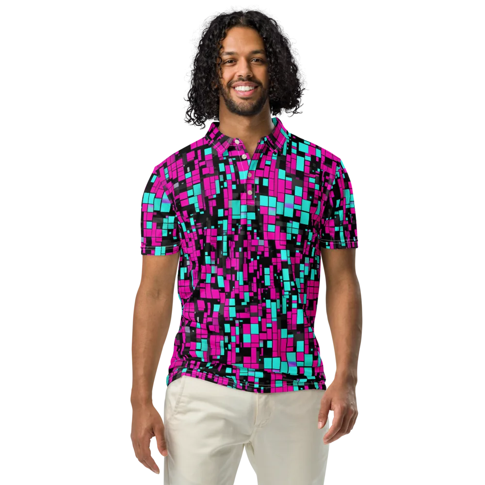 Voltage Mosaic on Men's Slim Fit Polo Shirt — Front