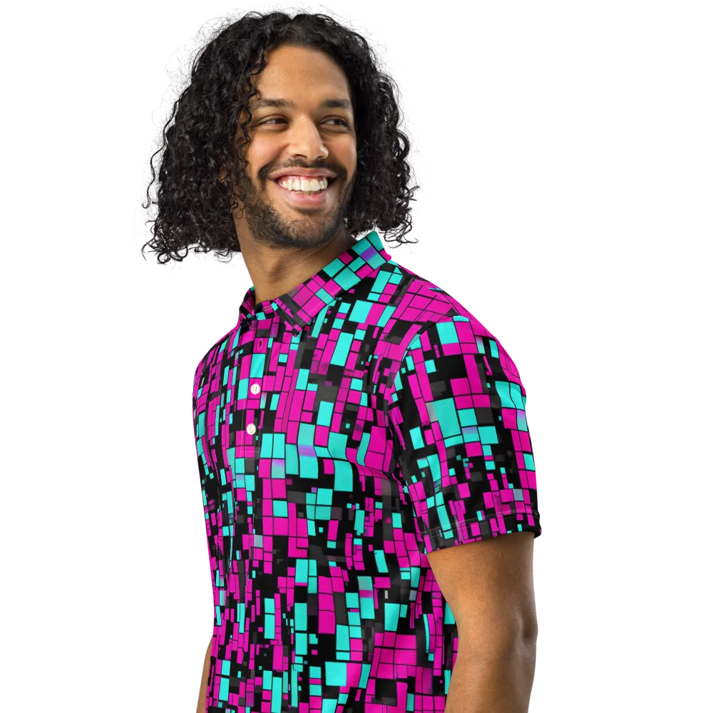 Voltage Mosaic on Men's Slim Fit Polo Shirt — Left Front