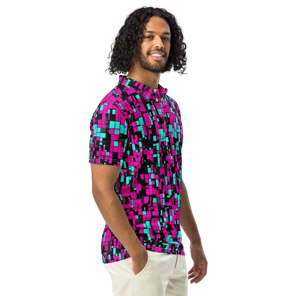 Voltage Mosaic on Men's Slim Fit Polo Shirt — Right Front