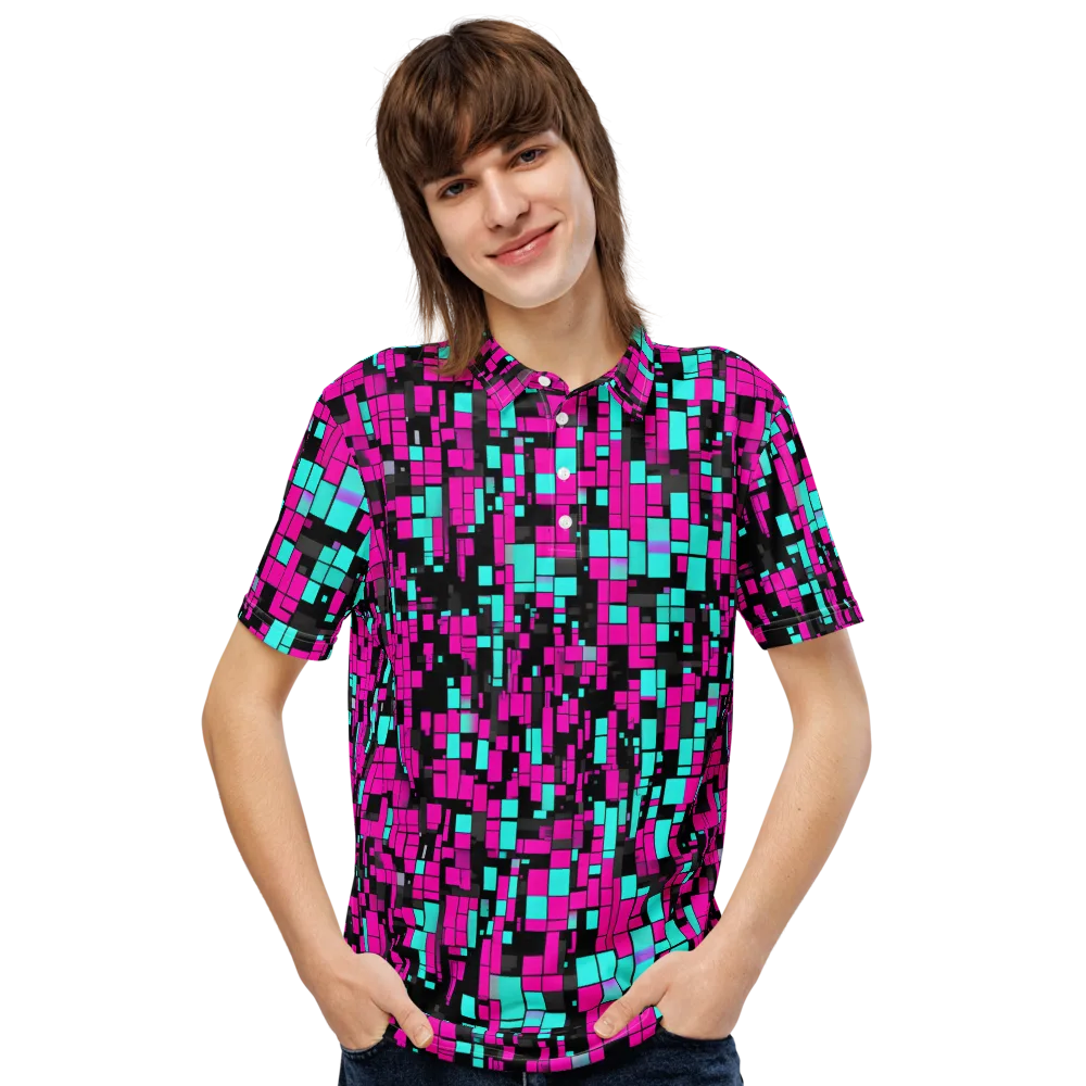 Voltage Mosaic on Men's Slim Fit Polo Shirt — Front