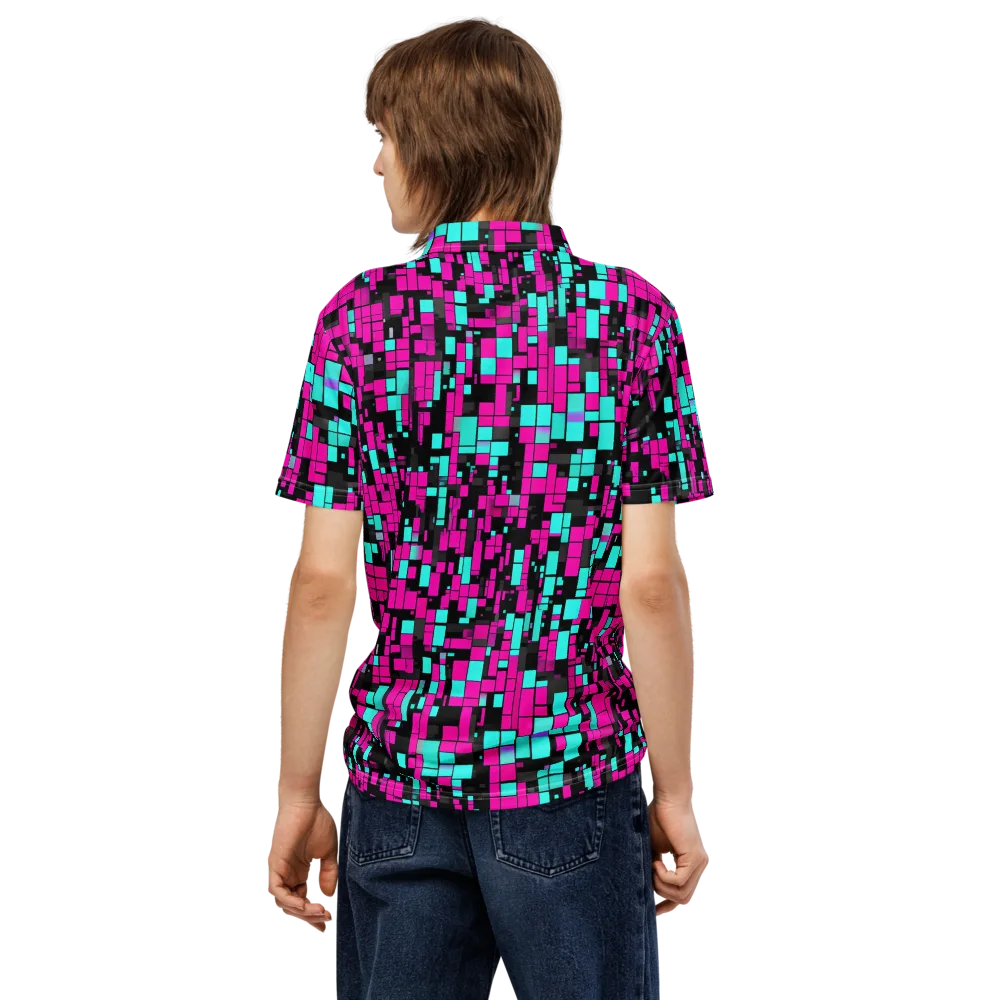 Voltage Mosaic on Men's Slim Fit Polo Shirt — Back