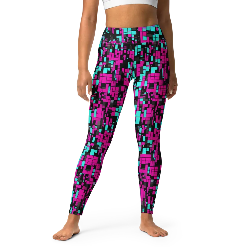 Voltage Mosaic on Yoga Leggings — Front