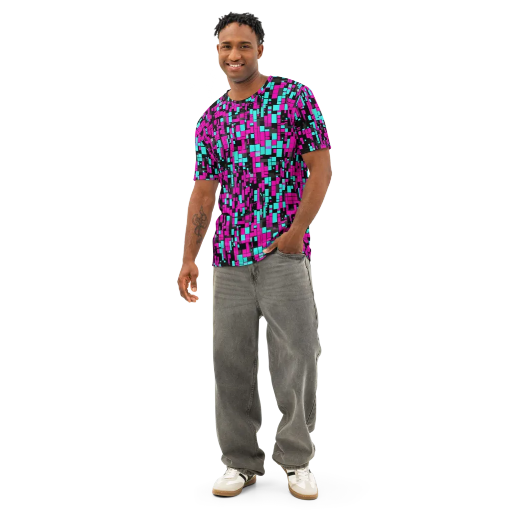 Voltage Mosaic on Men's Cotton Crew Neck T-Shirt — Front