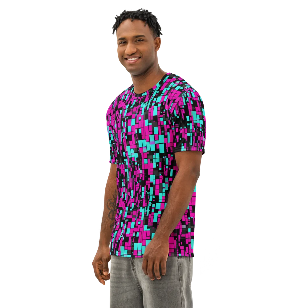 Voltage Mosaic on Men's Cotton Crew Neck T-Shirt — Left Front