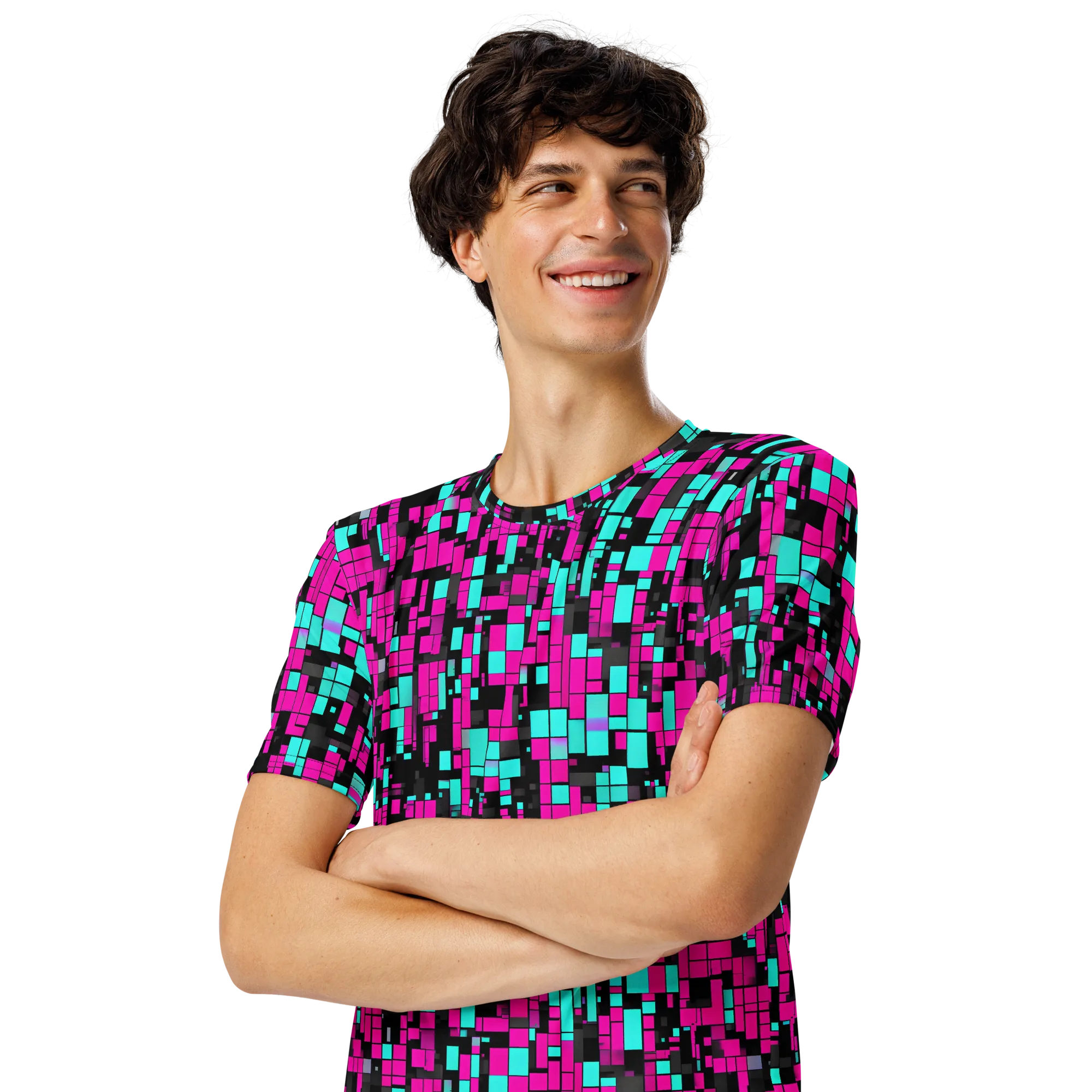 Voltage Mosaic on Men's Crew Neck T-Shirt — Left Front