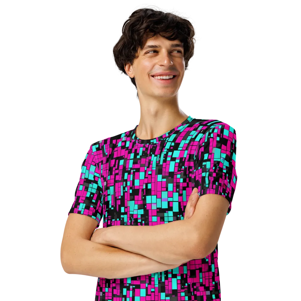Voltage Mosaic on Men's Crew Neck T-Shirt — Left Front