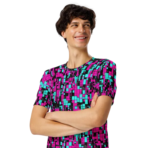 Voltage Mosaic on a Men's Crew Neck T-Shirt