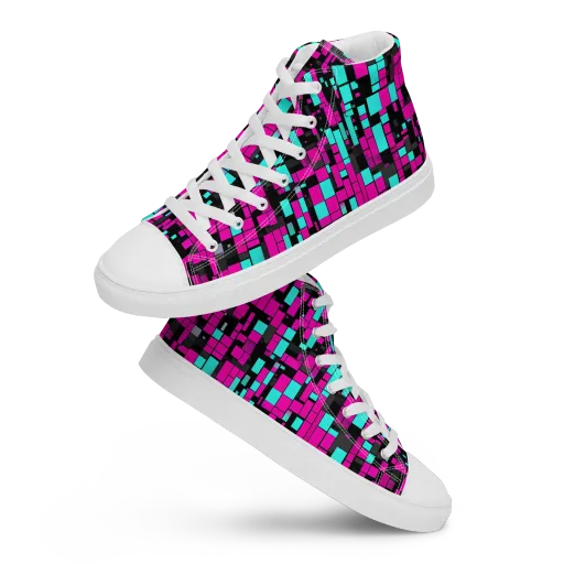 Voltage Mosaic on a Men's High Top Canvas Shoes
