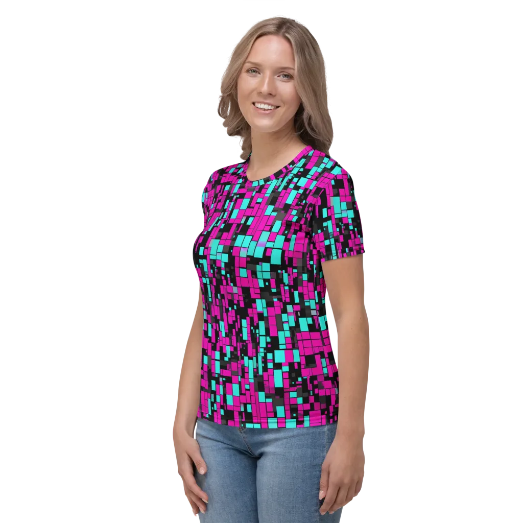 Voltage Mosaic on Women's Crew Neck T-Shirt — Left