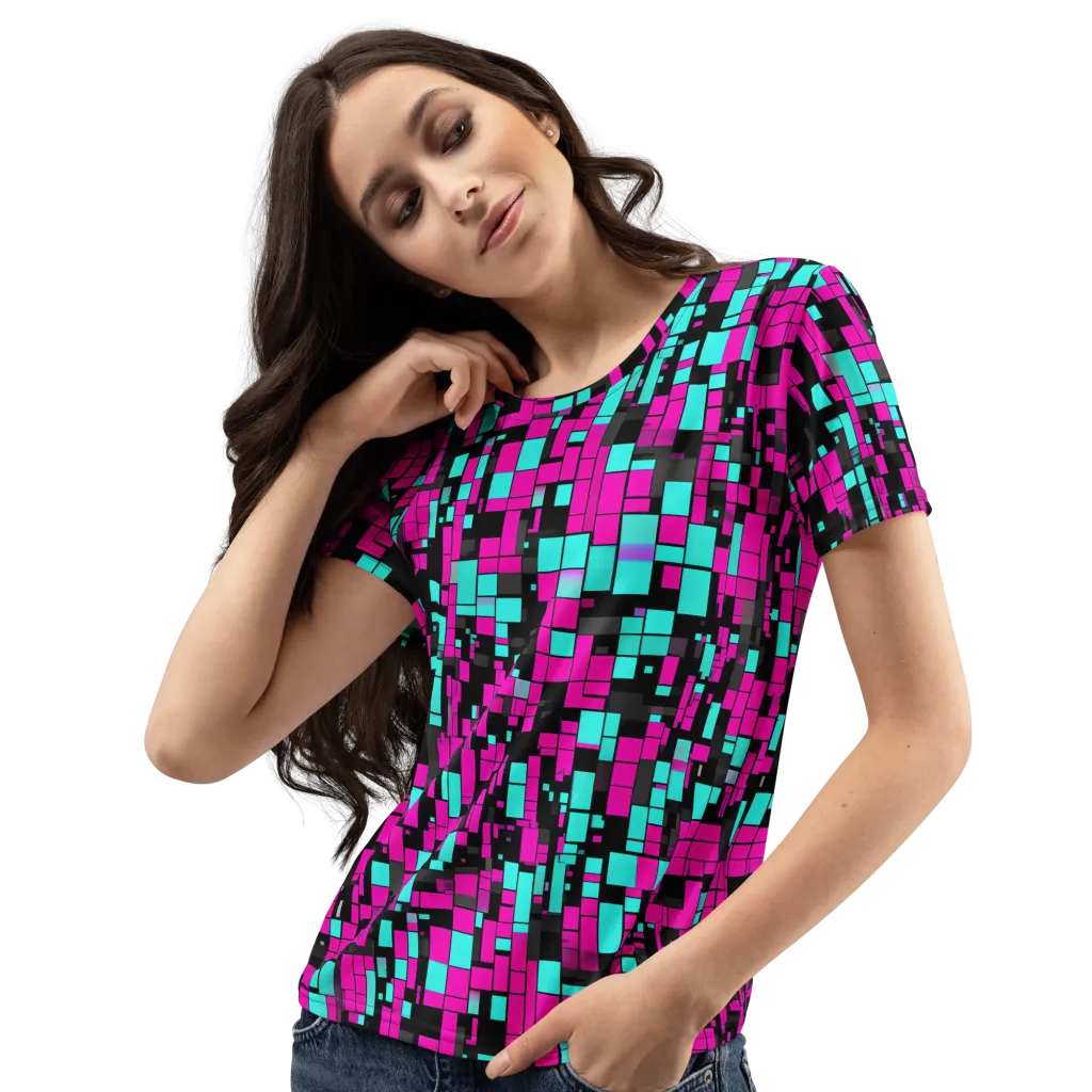 Voltage Mosaic on Women's Crew Neck T-Shirt — Left Front