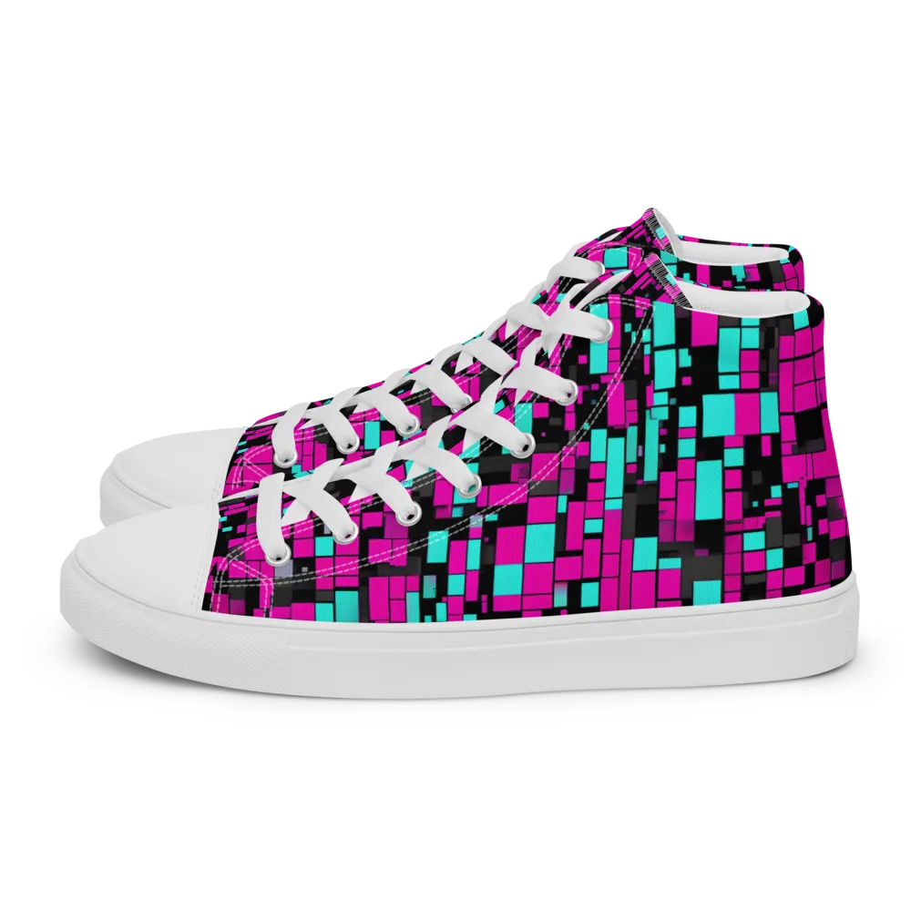 Voltage Mosaic on Women's High Top Canvas Shoes — Left